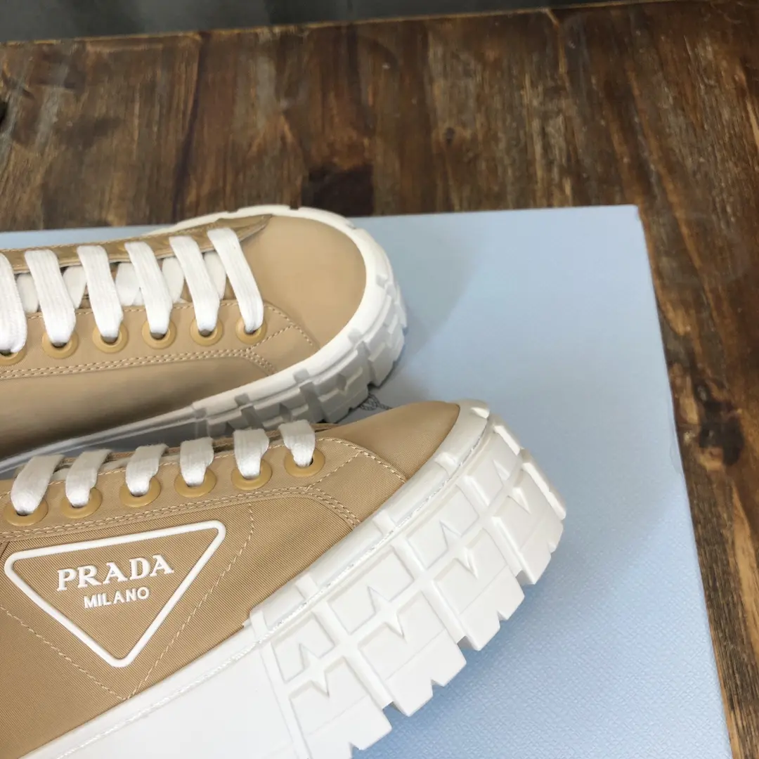 Prada Canvas Thick Sole Sneakers Beige – Replica Prada Shoes & High Quality Prada Sneakers Durable 231