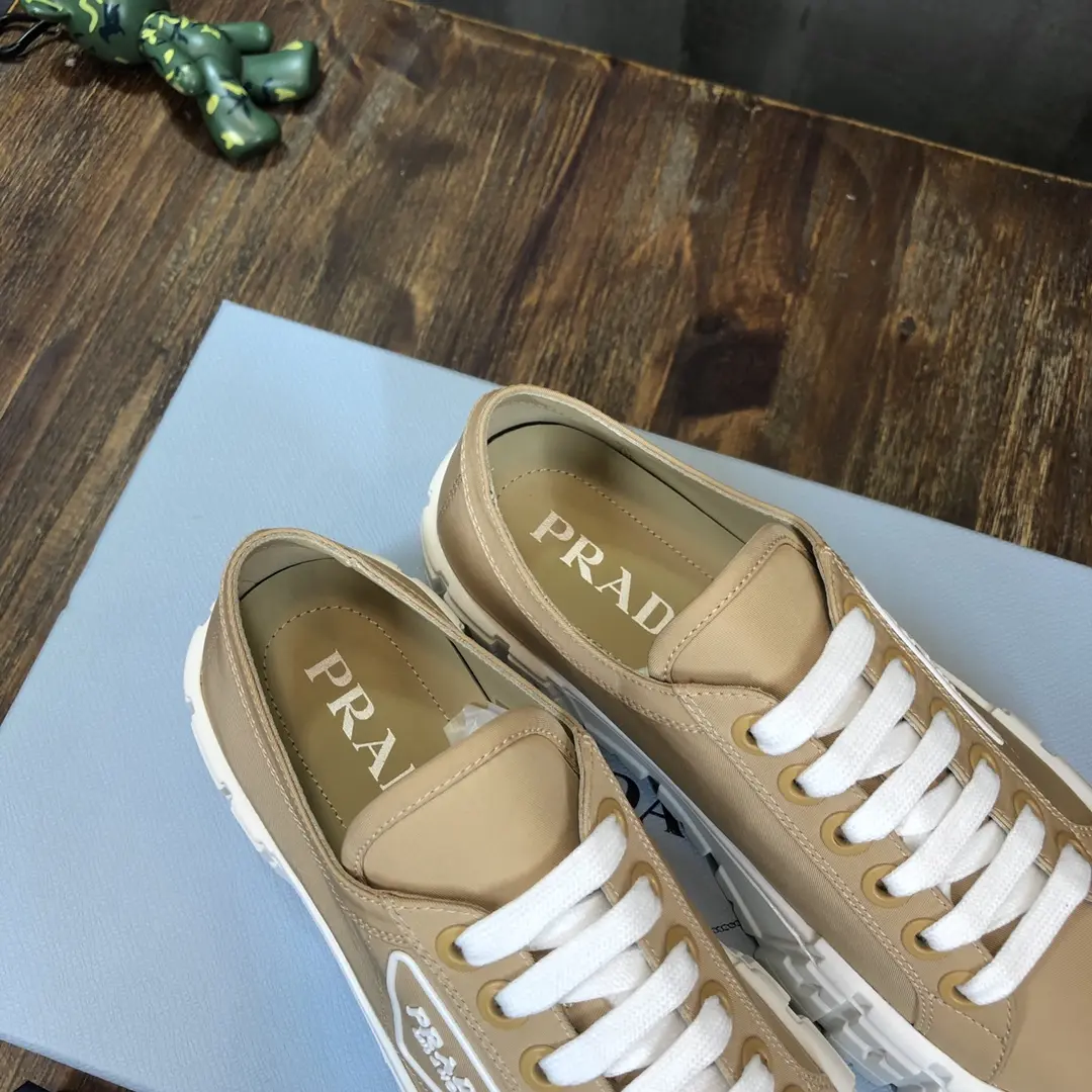 Prada Canvas Thick Sole Sneakers Beige – Replica Prada Shoes & High Quality Prada Sneakers Durable 231