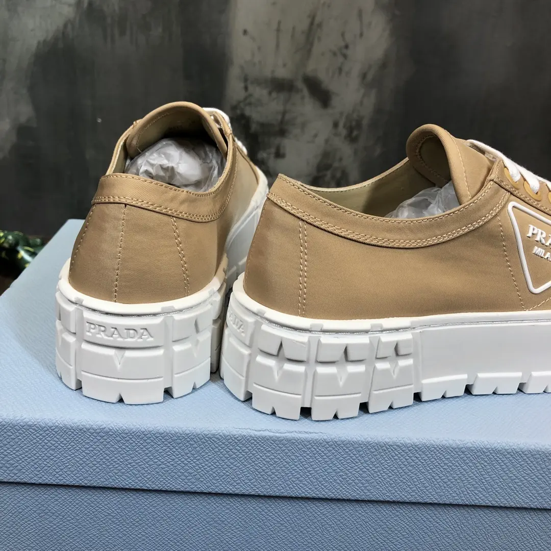 Prada Canvas Thick Sole Sneakers Beige – Replica Prada Shoes & High Quality Prada Sneakers Durable 231