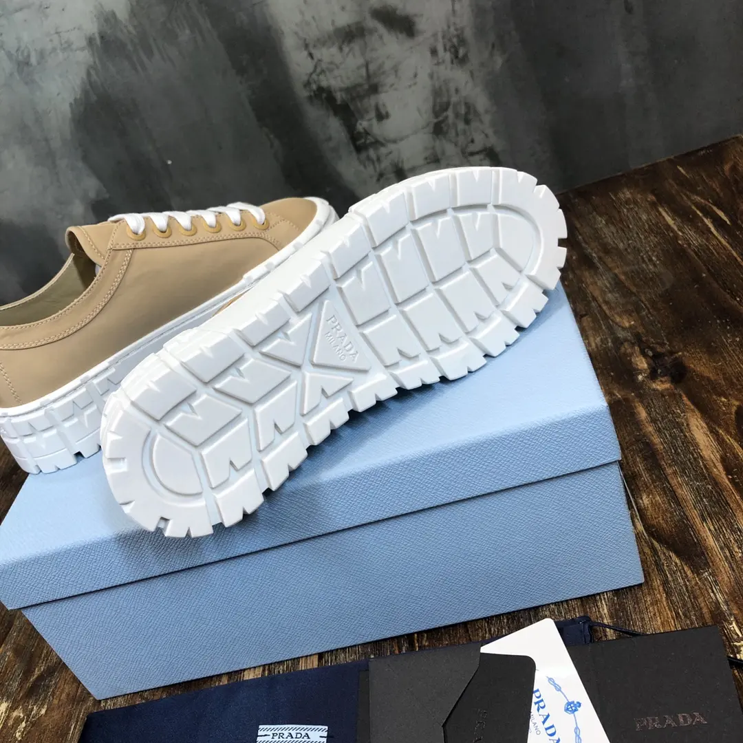 Prada Canvas Thick Sole Sneakers Beige – Replica Prada Shoes & High Quality Prada Sneakers Durable 231