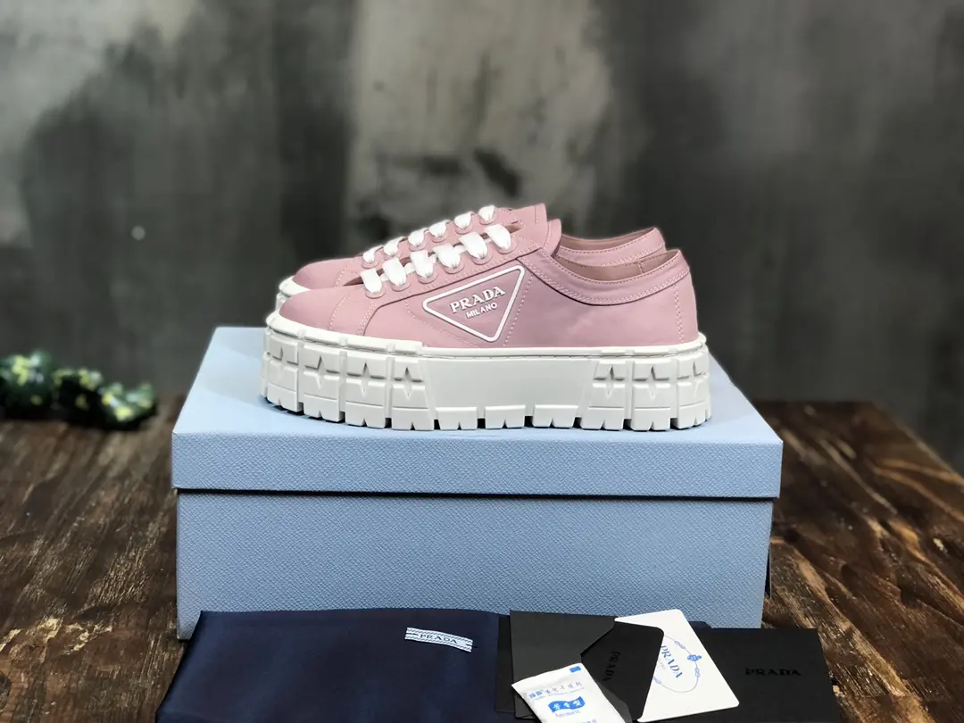 Prada Canvas Thick Sole Sneakers Pink – Replica Prada Shoes & High Quality Prada Sneakers Replica Reliable 248