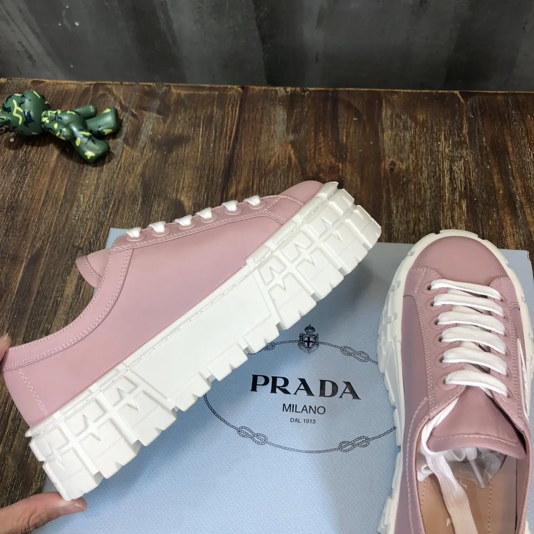 Prada Canvas Thick Sole Sneakers Pink – Replica Prada Shoes & High Quality Prada Sneakers Replica Reliable 248