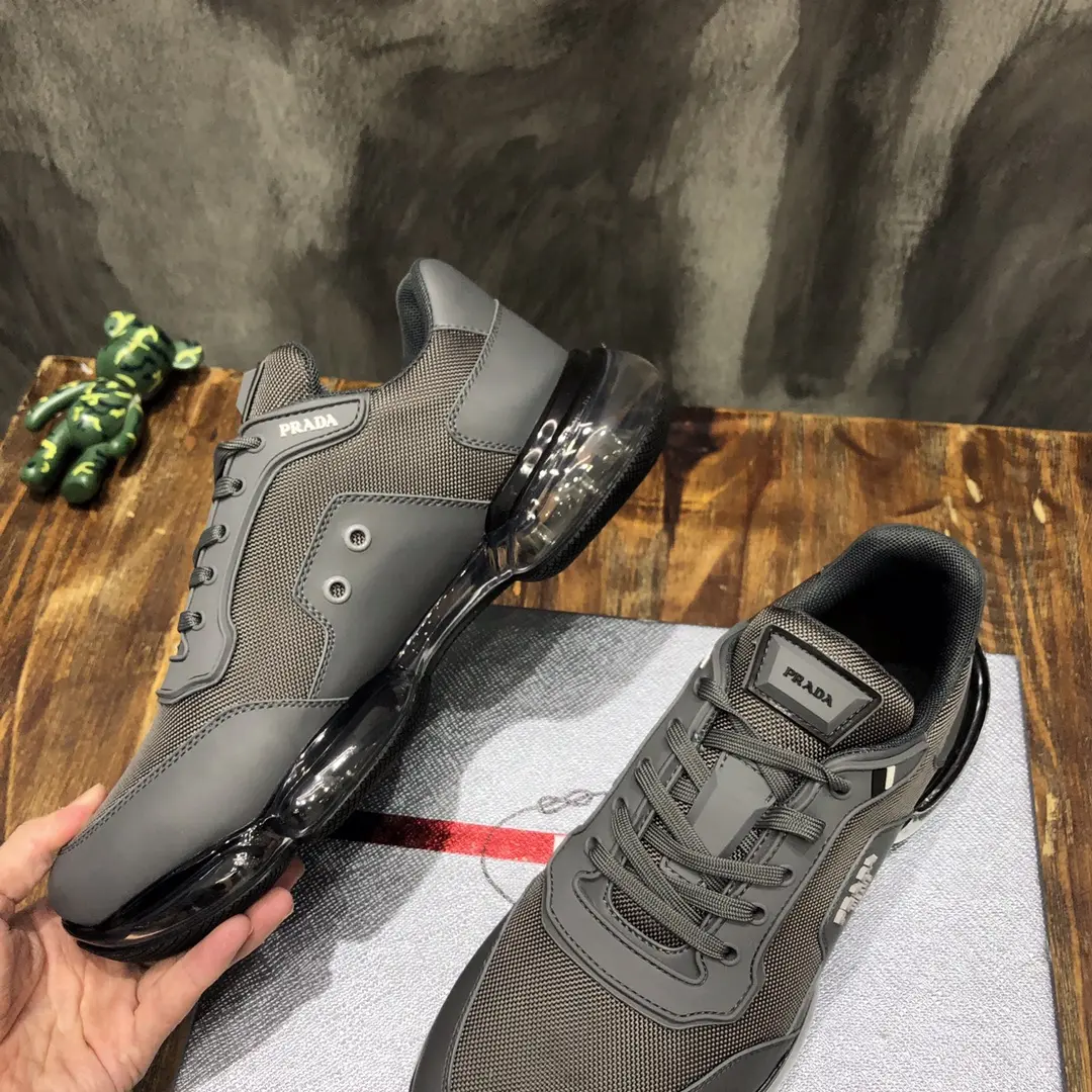 Prada  Shoes Grey Leather Sneakers – Replica Prada Shoes & High Quality Prada Sneakers Replica Snug 205