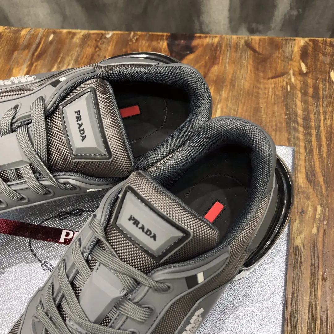 Prada  Shoes Grey Leather Sneakers – Replica Prada Shoes & High Quality Prada Sneakers Replica Snug 205