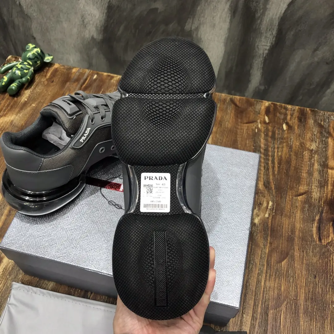 Prada  Shoes Grey Leather Sneakers – Replica Prada Shoes & High Quality Prada Sneakers Replica Snug 205