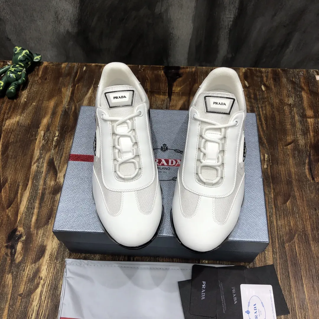 EasyCare Prada  Shoes White Leather Sneakers – Replica Prada Shoes & High Quality Prada Sneakers Replica 221