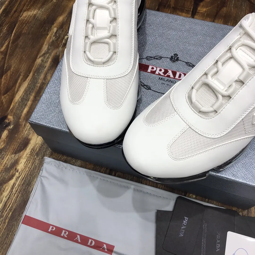 EasyCare Prada  Shoes White Leather Sneakers – Replica Prada Shoes & High Quality Prada Sneakers Replica 221