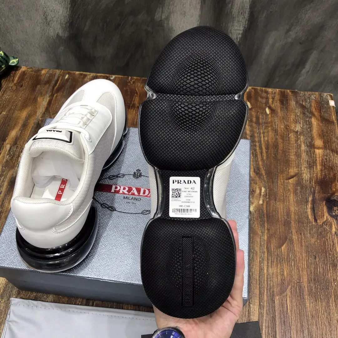 EasyCare Prada  Shoes White Leather Sneakers – Replica Prada Shoes & High Quality Prada Sneakers Replica 221