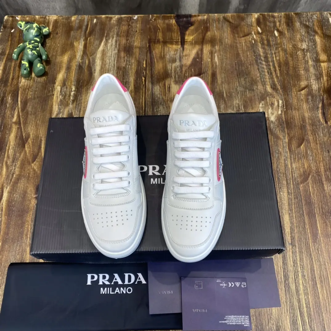 DailyWear Prada  Sneakers White Pink Triangle Logo – Replica Prada Shoes & High Quality Prada Sneakers 199