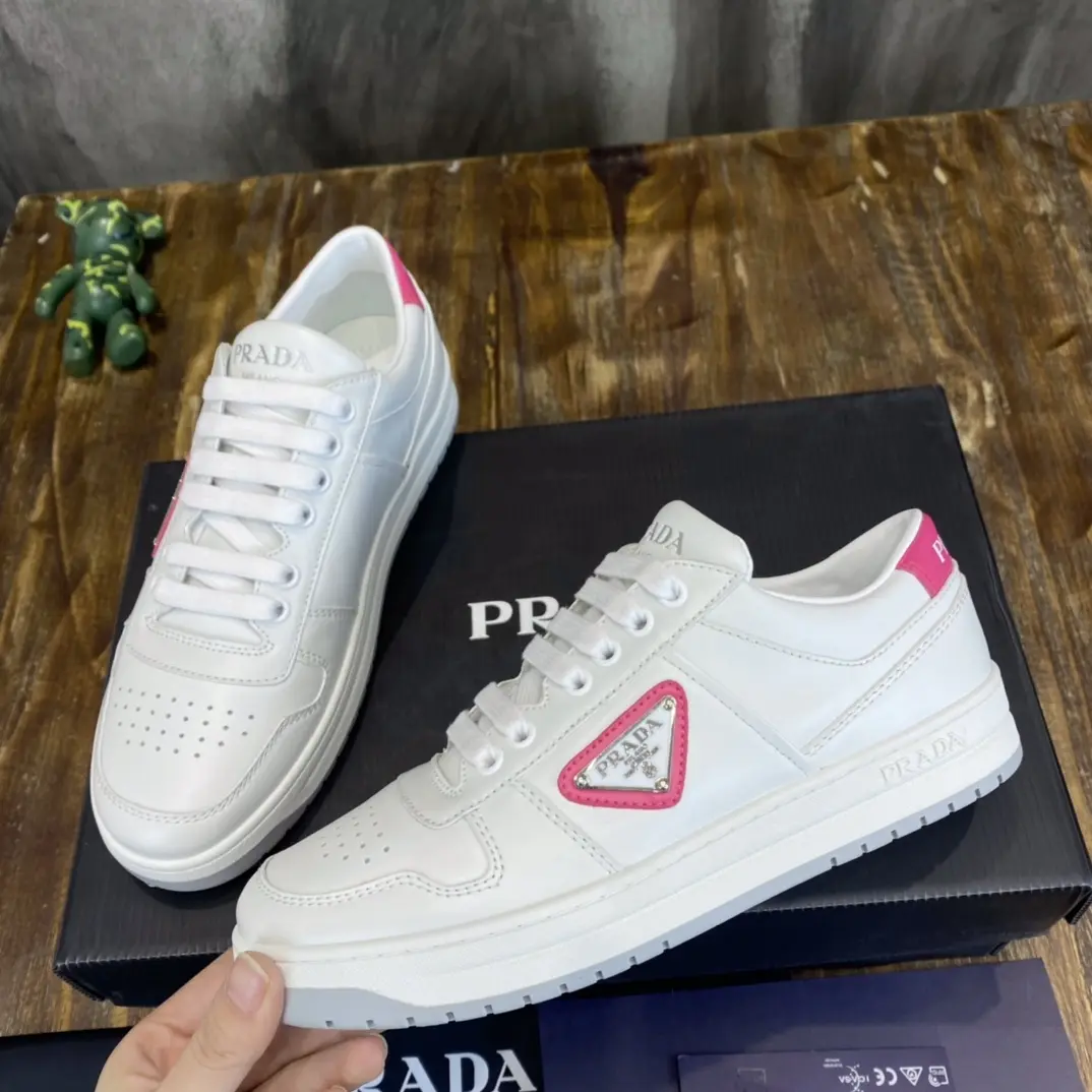 DailyWear Prada  Sneakers White Pink Triangle Logo – Replica Prada Shoes & High Quality Prada Sneakers 199