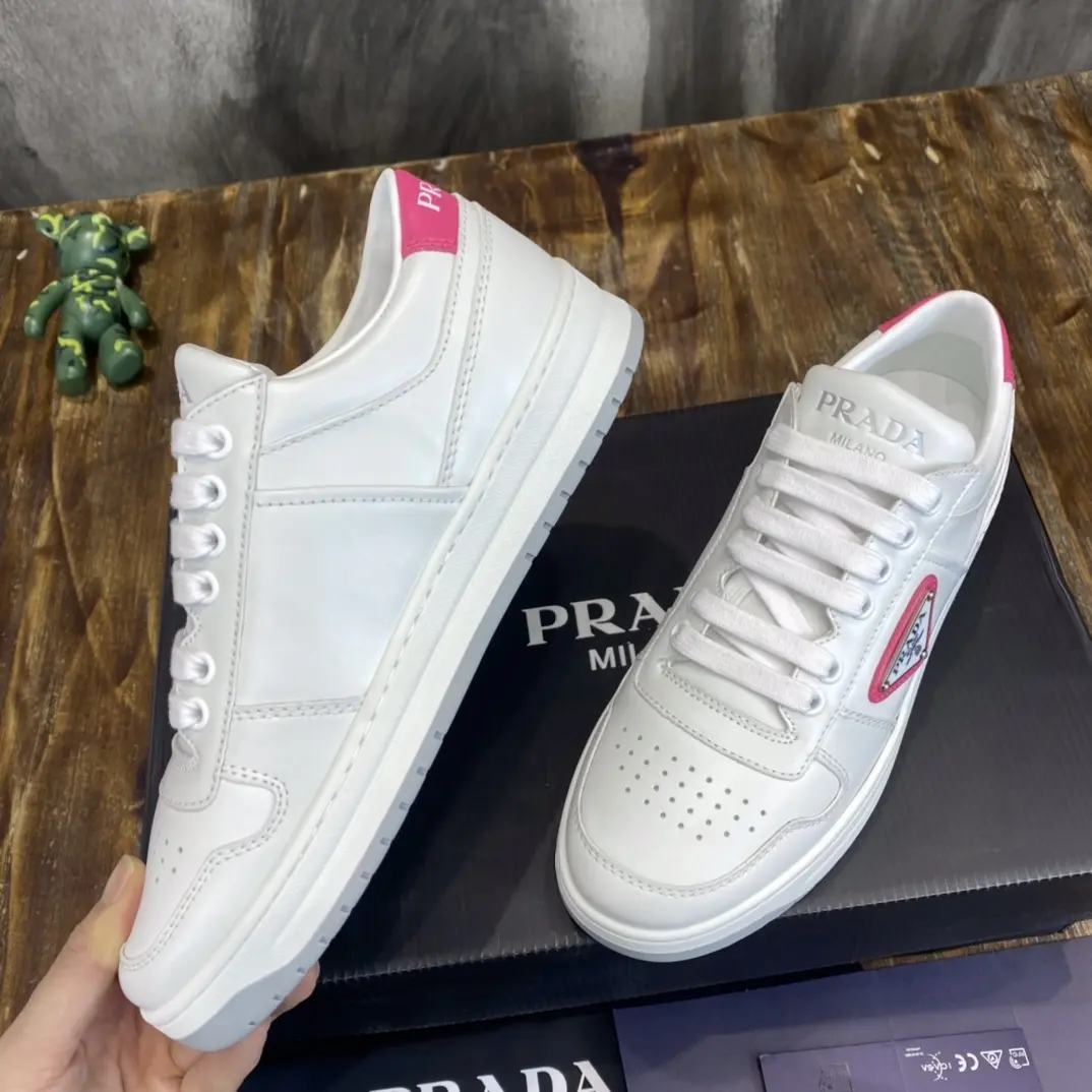 DailyWear Prada  Sneakers White Pink Triangle Logo – Replica Prada Shoes & High Quality Prada Sneakers 199