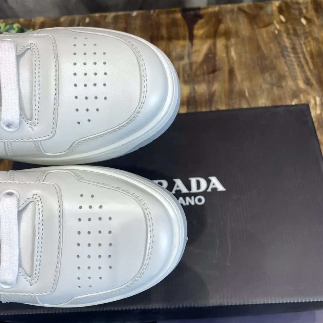 DailyWear Prada  Sneakers White Pink Triangle Logo – Replica Prada Shoes & High Quality Prada Sneakers 199
