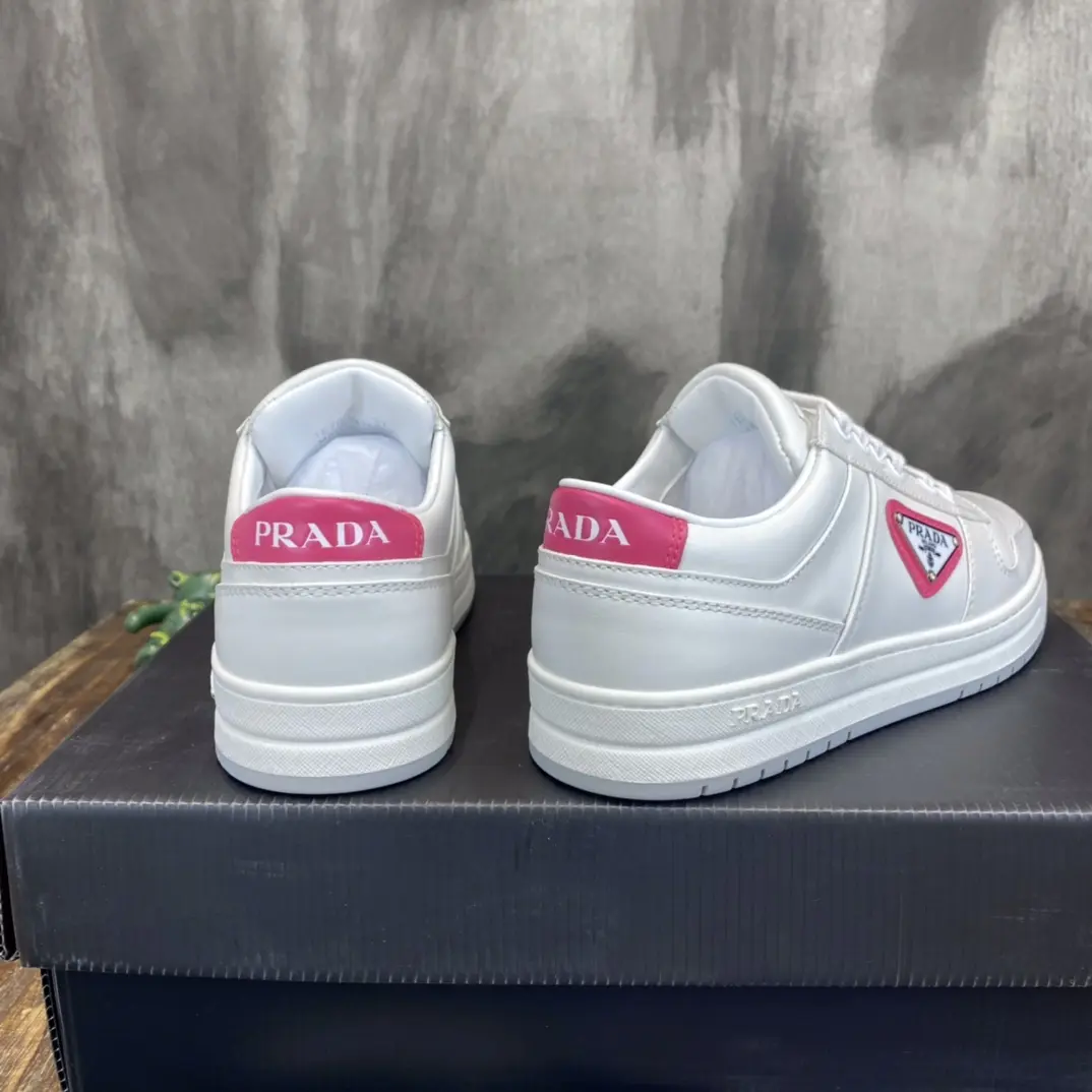 DailyWear Prada  Sneakers White Pink Triangle Logo – Replica Prada Shoes & High Quality Prada Sneakers 199
