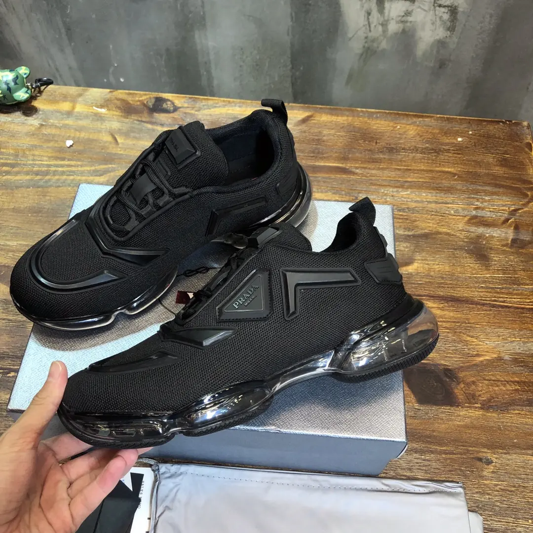 Trendsetting Prada  Black Cushioned Sneakers – High Quality Replica Prada Shoes, Men’s Size 38- 178