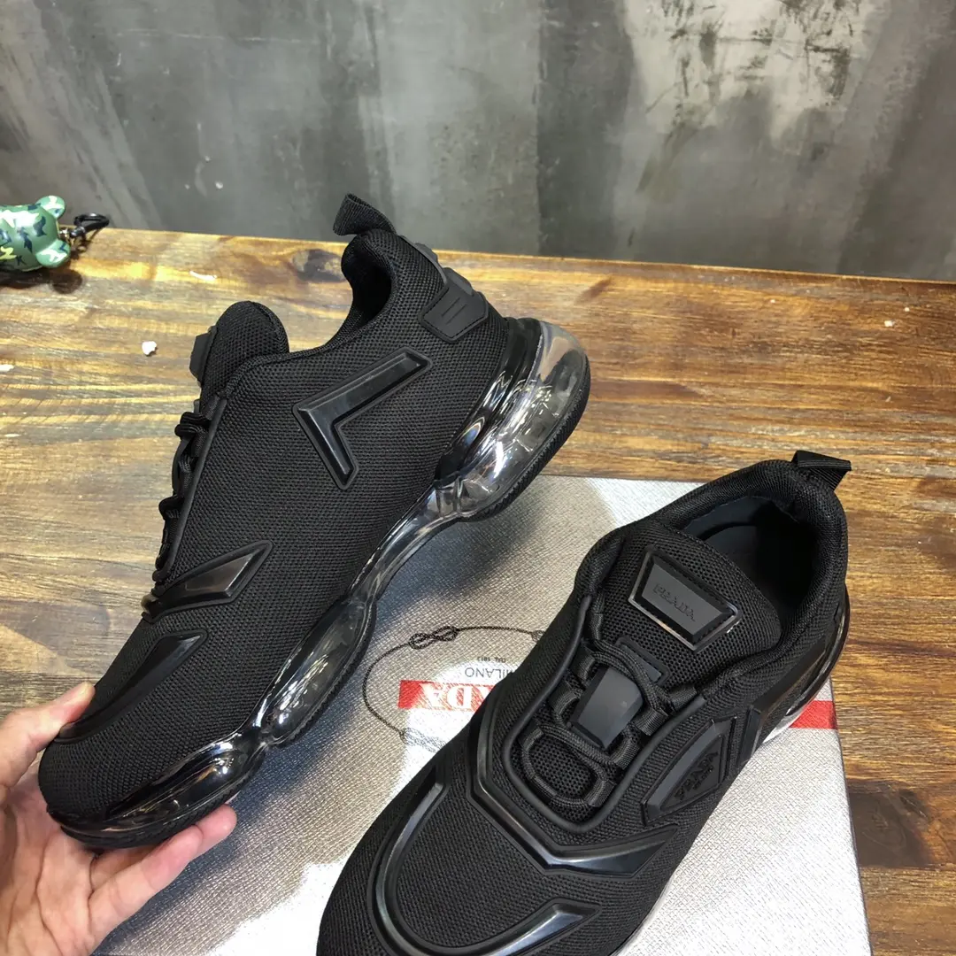 Trendsetting Prada  Black Cushioned Sneakers – High Quality Replica Prada Shoes, Men’s Size 38- 178