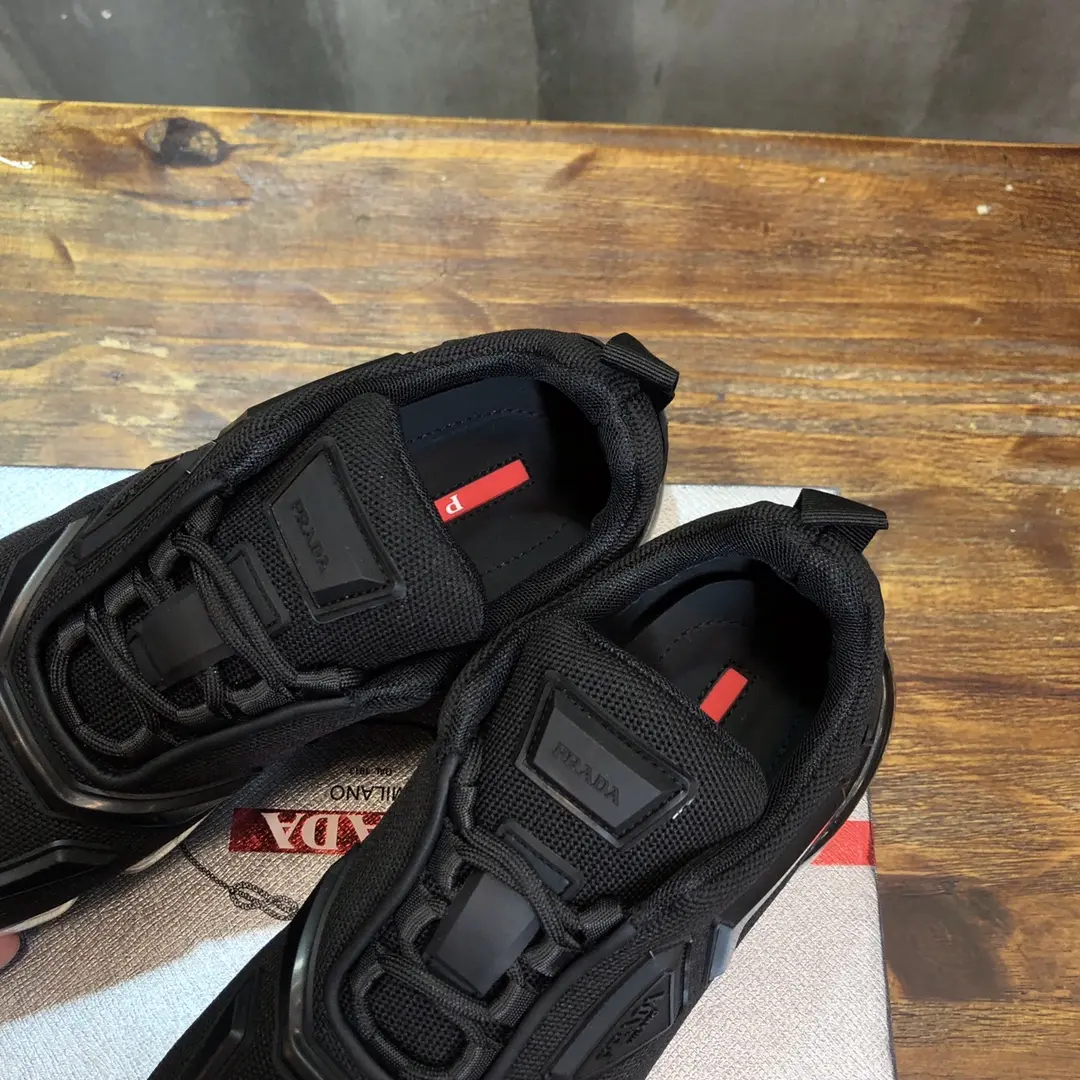 Trendsetting Prada  Black Cushioned Sneakers – High Quality Replica Prada Shoes, Men’s Size 38- 178