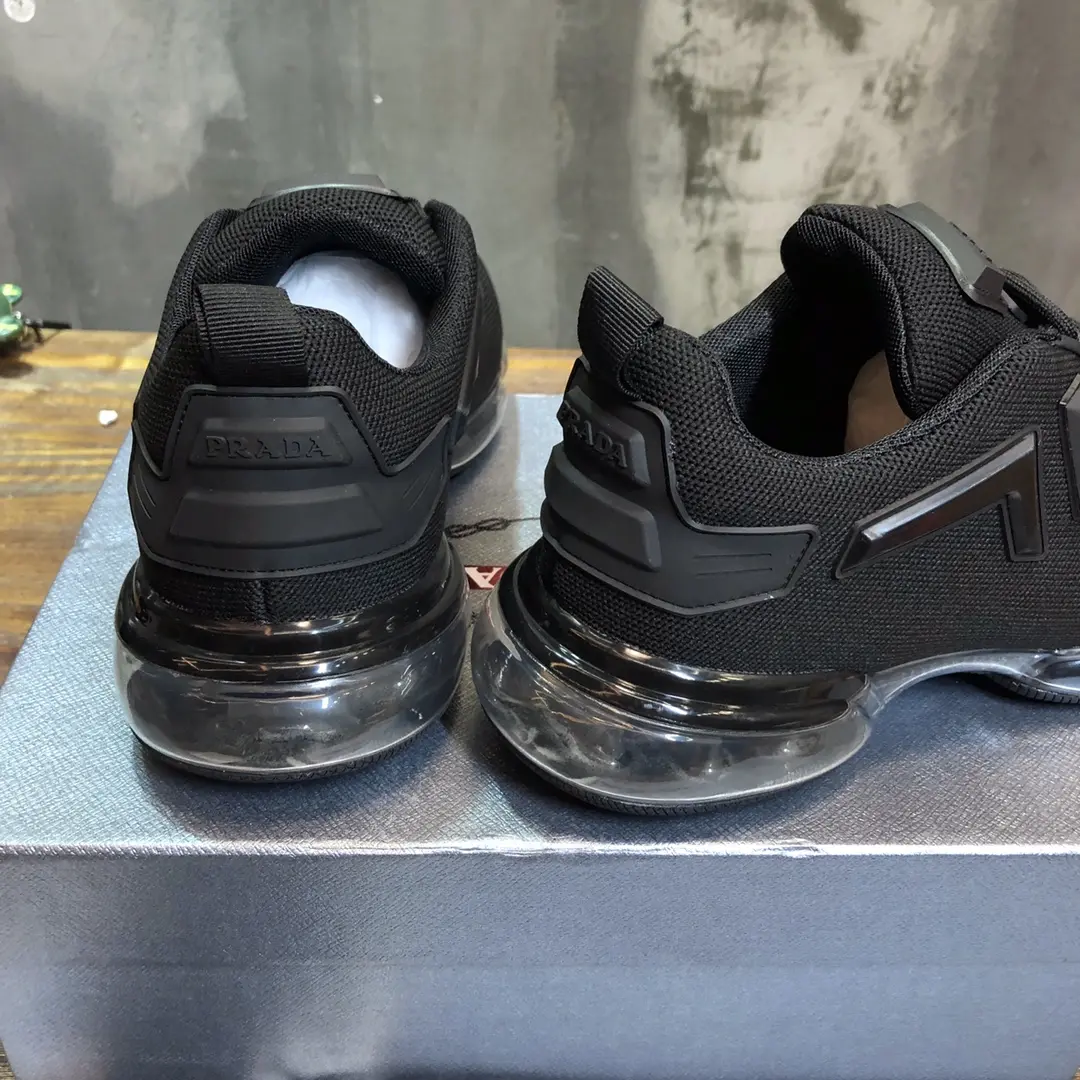 Trendsetting Prada  Black Cushioned Sneakers – High Quality Replica Prada Shoes, Men’s Size 38- 178