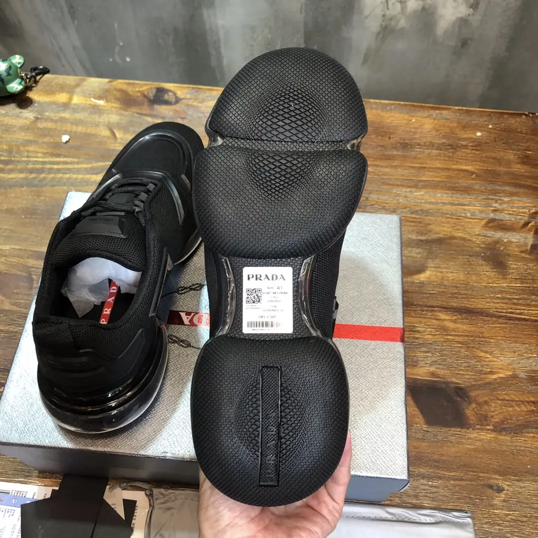 Trendsetting Prada  Black Cushioned Sneakers – High Quality Replica Prada Shoes, Men’s Size 38- 178
