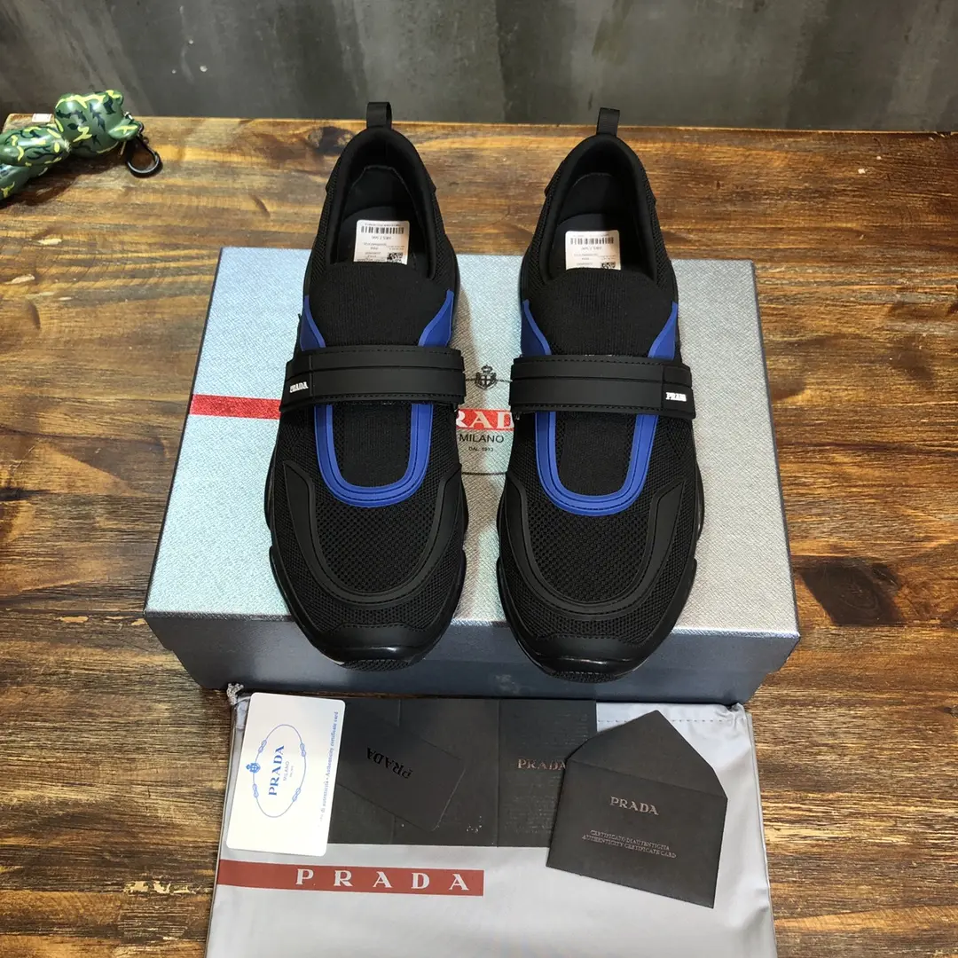 Effortless Prada Cloudbust Thunder Sneakers Black Blue – High Quality Replica Prada Shoes 262