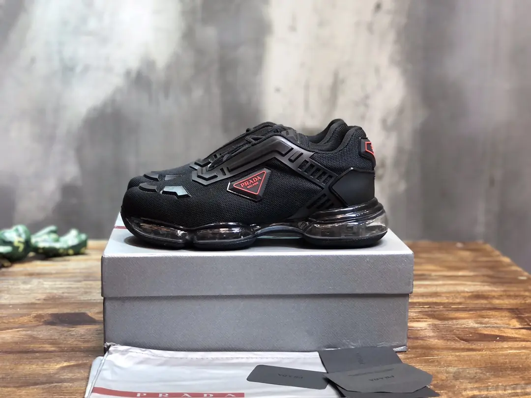 Resilient Prada Cushion Sneaker Black Red Logo – High Quality Replica Prada Shoes 1: 230