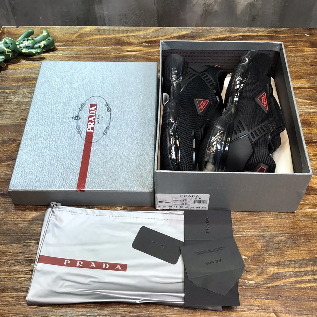 Resilient Prada Cushion Sneaker Black Red Logo – High Quality Replica Prada Shoes 1: 230