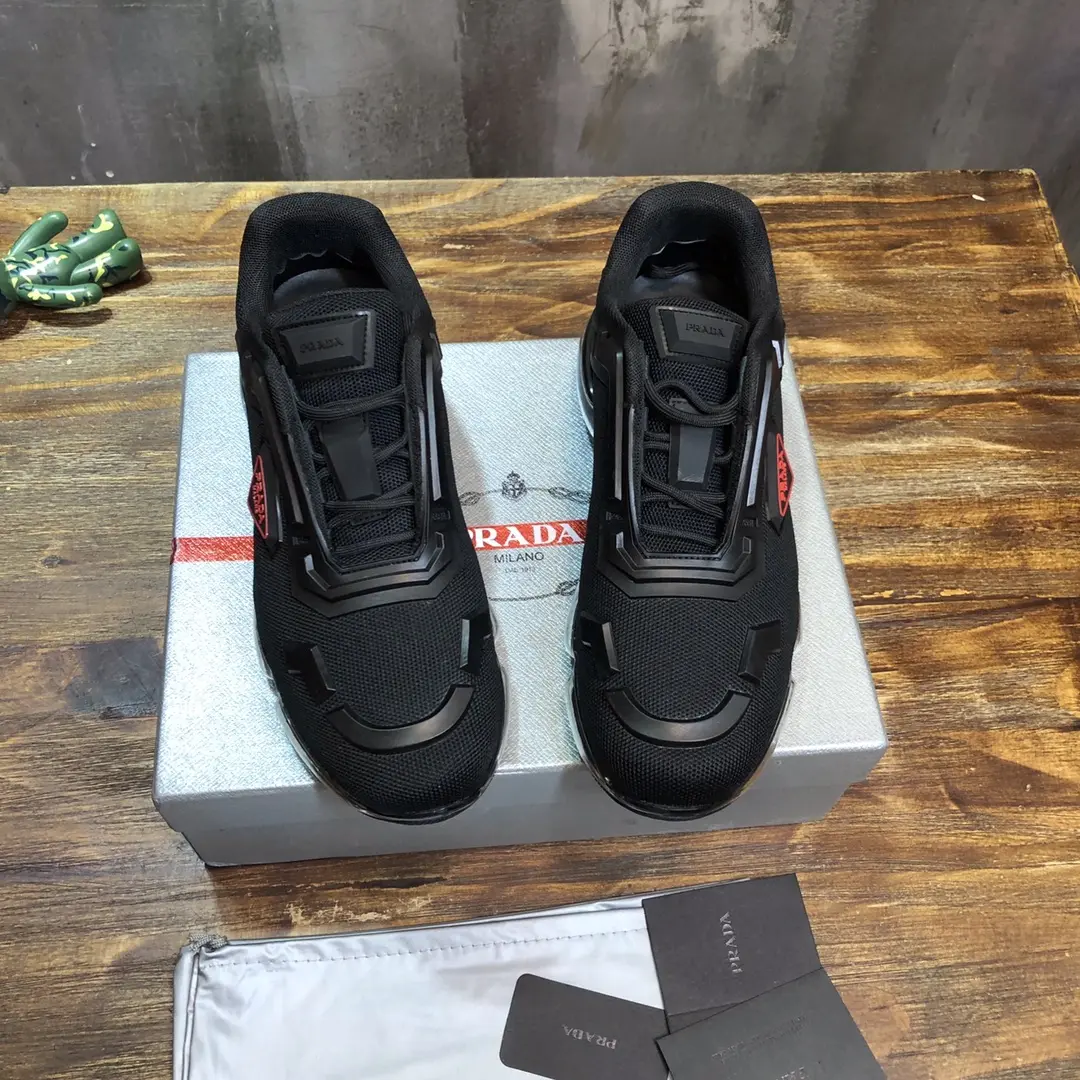 Resilient Prada Cushion Sneaker Black Red Logo – High Quality Replica Prada Shoes 1: 230