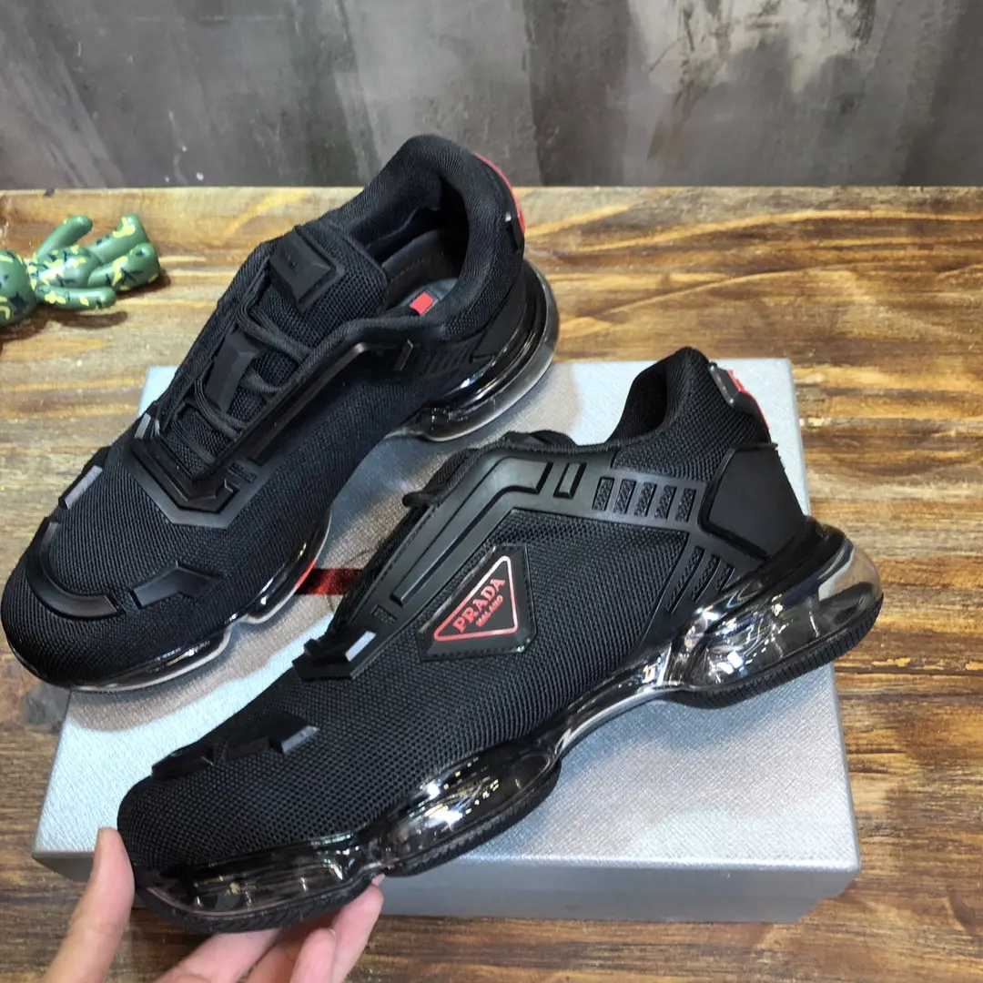 Resilient Prada Cushion Sneaker Black Red Logo – High Quality Replica Prada Shoes 1: 230