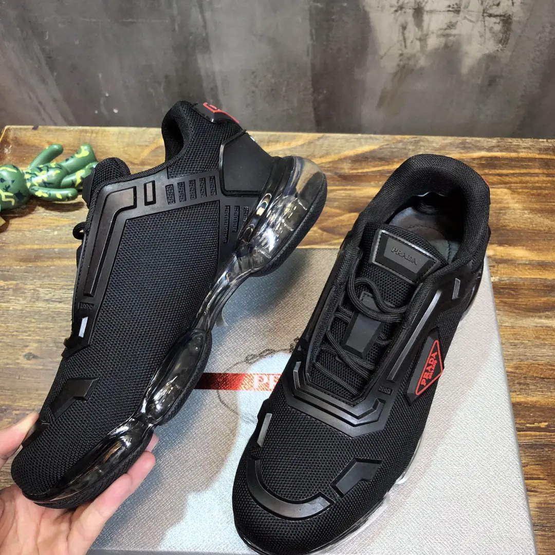 Resilient Prada Cushion Sneaker Black Red Logo – High Quality Replica Prada Shoes 1: 230