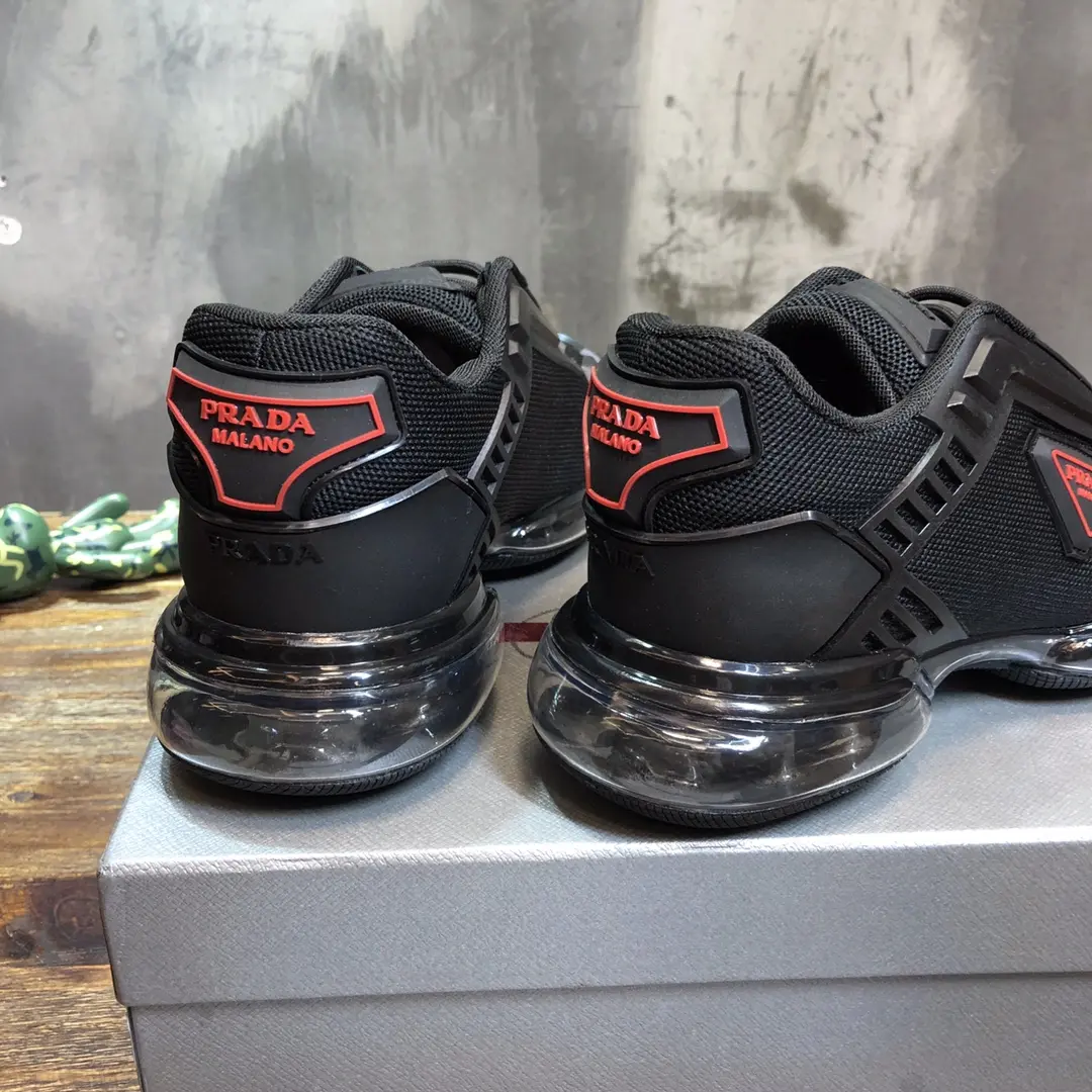 Resilient Prada Cushion Sneaker Black Red Logo – High Quality Replica Prada Shoes 1: 230