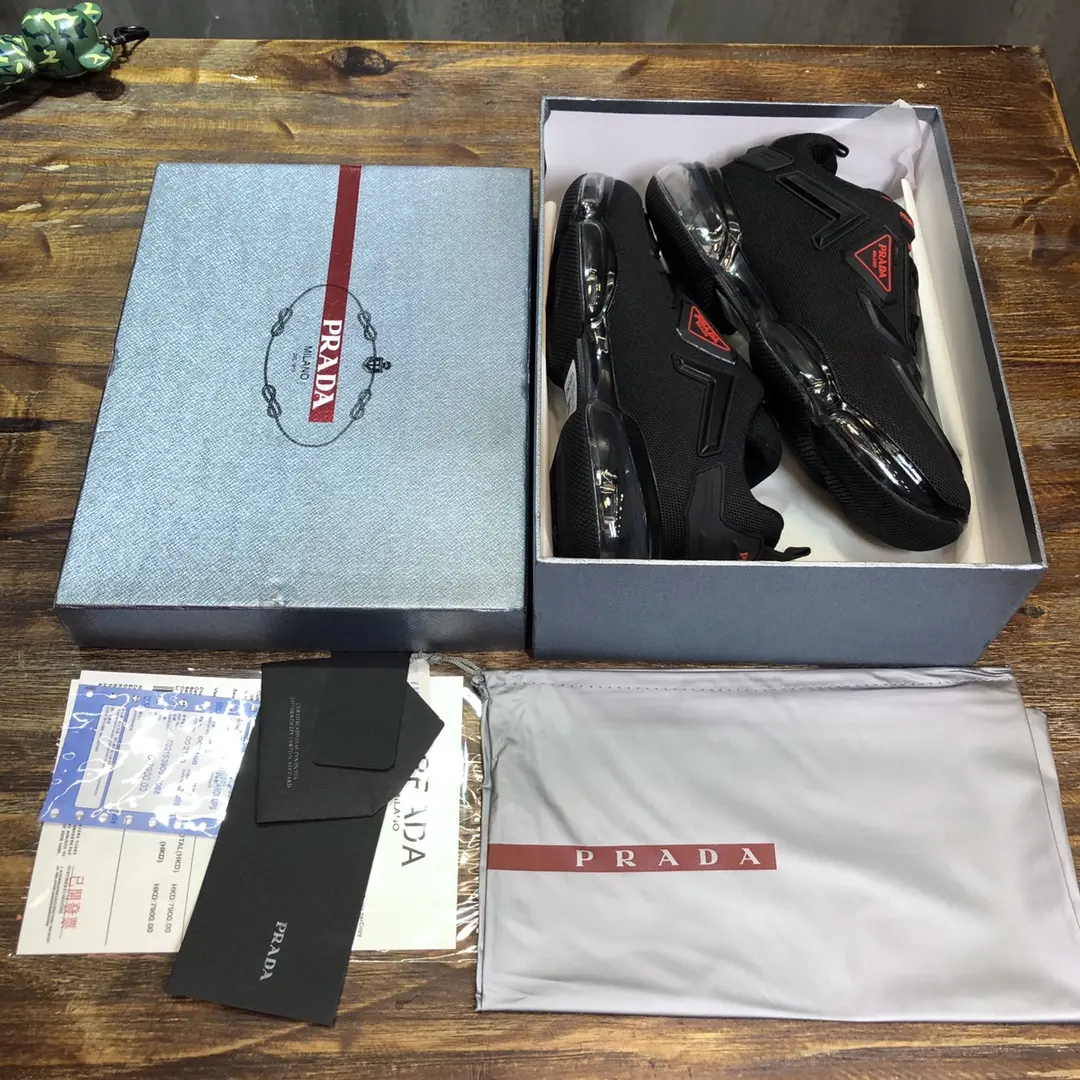 FastDry Prada Cushion Sneaker Black Red Low-Top – Replica Prada Shoes with High Quality 263