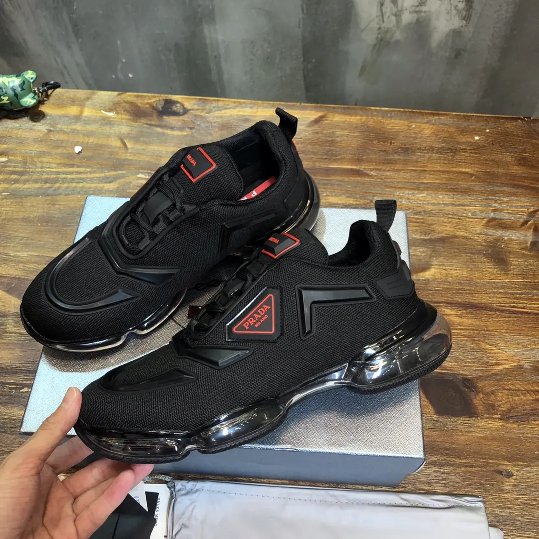 FastDry Prada Cushion Sneaker Black Red Low-Top – Replica Prada Shoes with High Quality 263