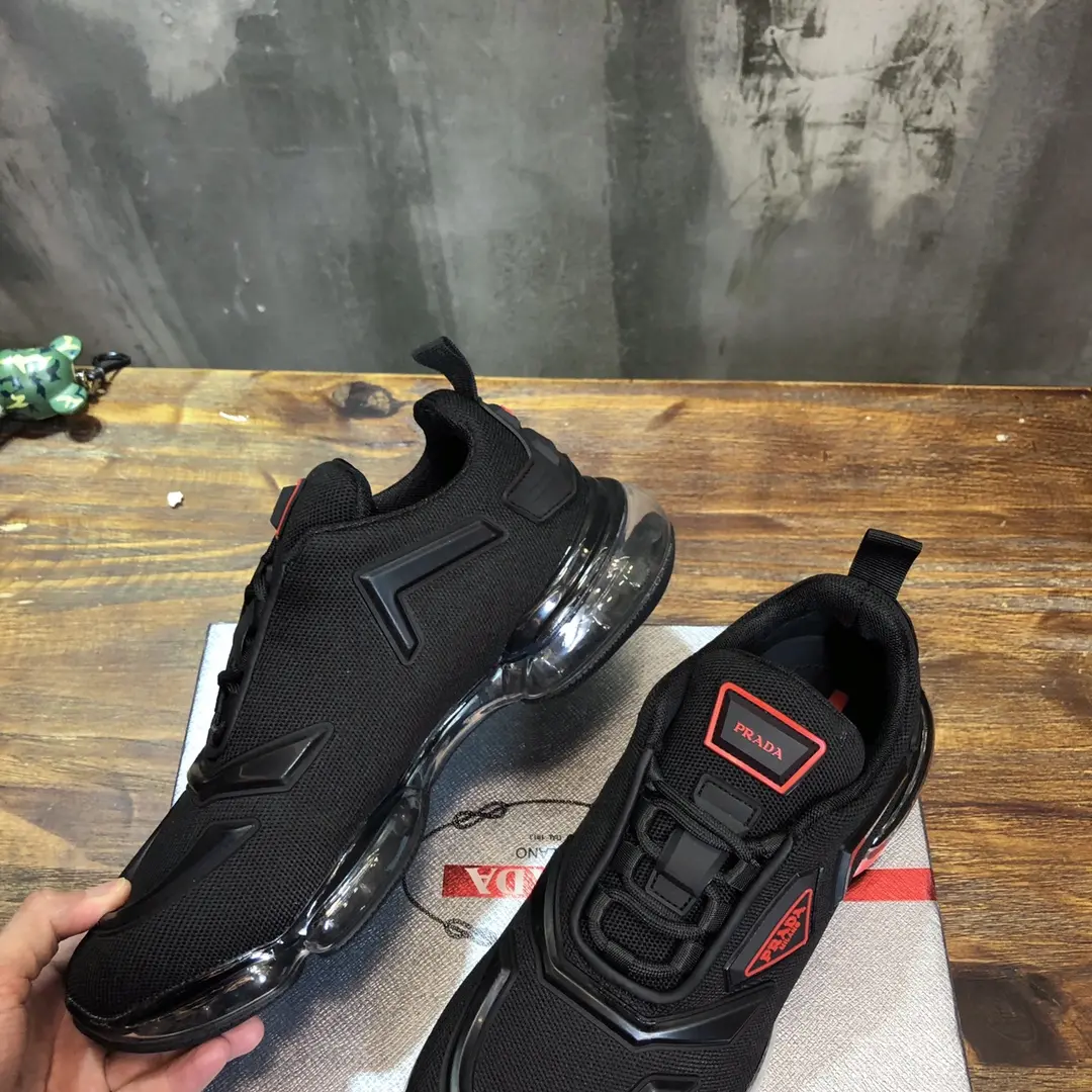 FastDry Prada Cushion Sneaker Black Red Low-Top – Replica Prada Shoes with High Quality 263