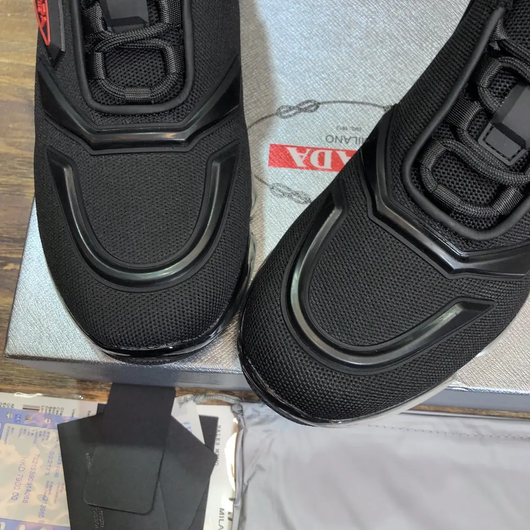FastDry Prada Cushion Sneaker Black Red Low-Top – Replica Prada Shoes with High Quality 263