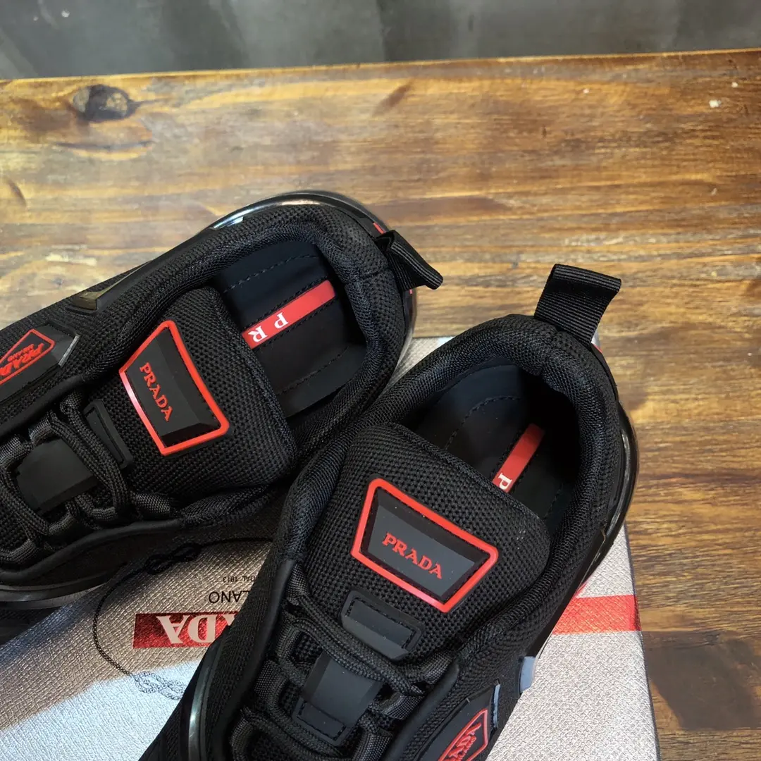 FastDry Prada Cushion Sneaker Black Red Low-Top – Replica Prada Shoes with High Quality 263