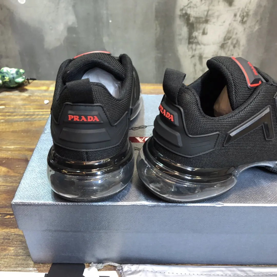 FastDry Prada Cushion Sneaker Black Red Low-Top – Replica Prada Shoes with High Quality 263