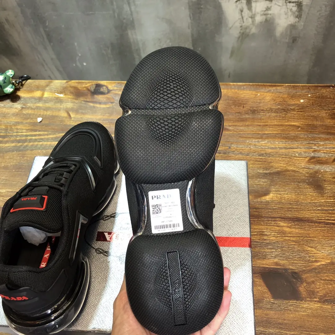 FastDry Prada Cushion Sneaker Black Red Low-Top – Replica Prada Shoes with High Quality 263