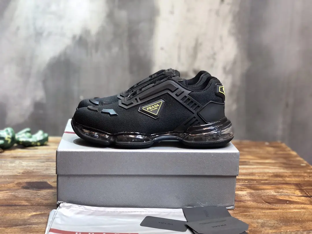 Prada Cushion Sneaker Black Yellow Logo – Replica Prada Shoes & High Quality Prada Sneakers Replica Bold 225
