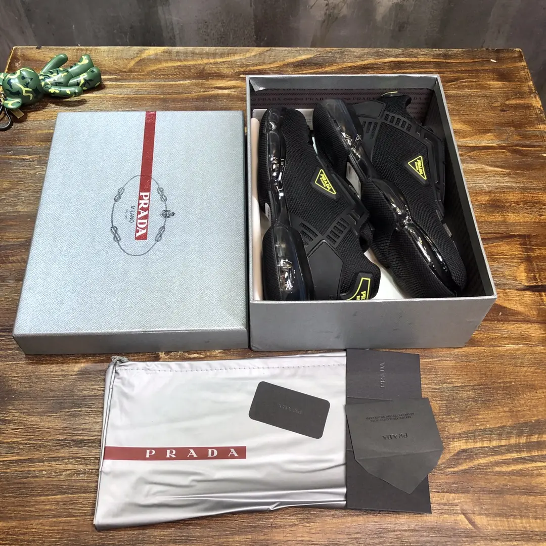 Prada Cushion Sneaker Black Yellow Logo – Replica Prada Shoes & High Quality Prada Sneakers Replica Bold 225