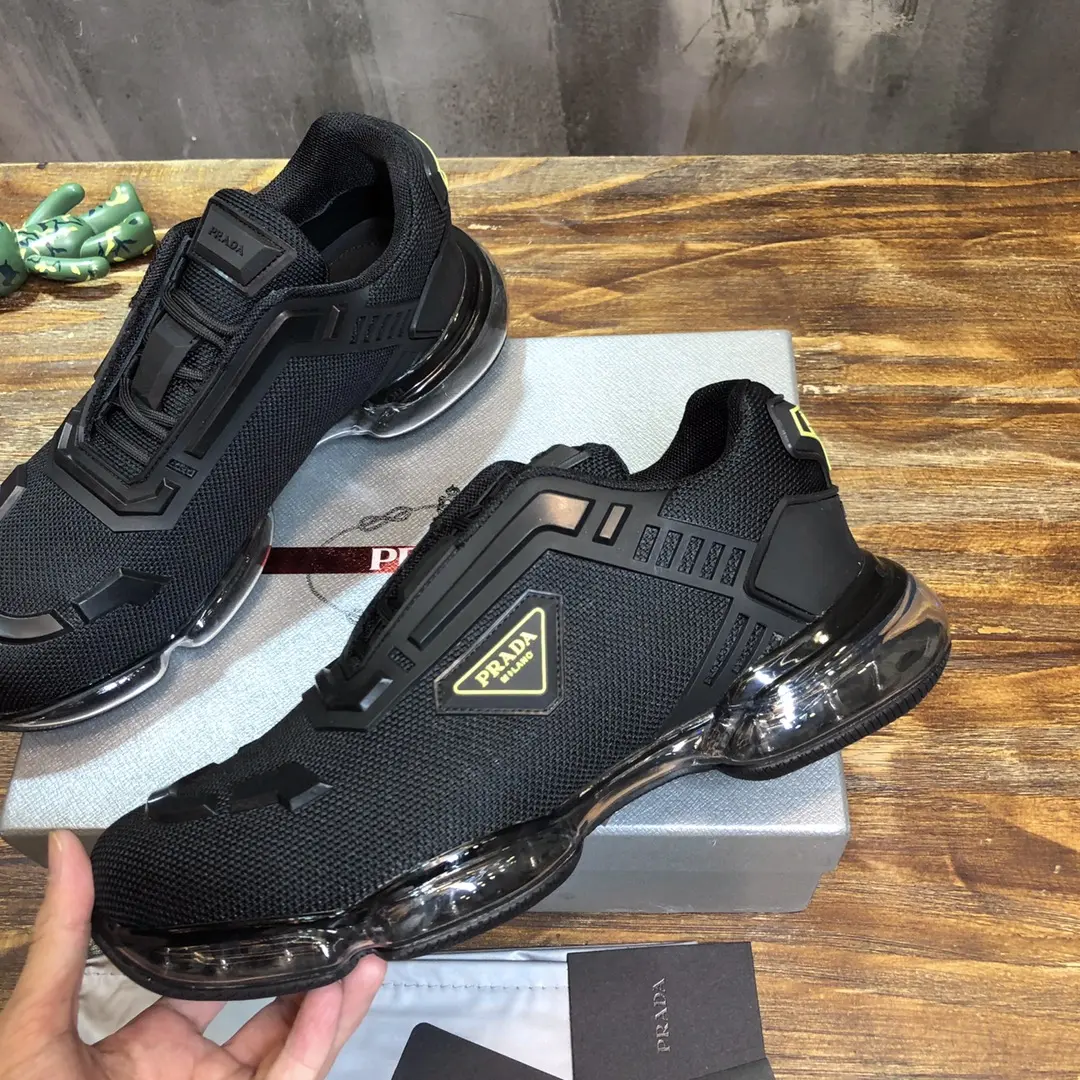 Prada Cushion Sneaker Black Yellow Logo – Replica Prada Shoes & High Quality Prada Sneakers Replica Bold 225