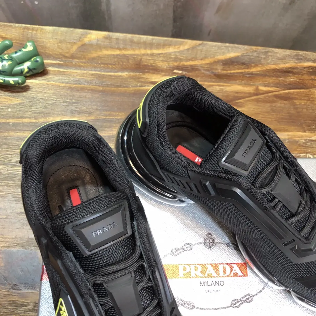 Prada Cushion Sneaker Black Yellow Logo – Replica Prada Shoes & High Quality Prada Sneakers Replica Bold 225