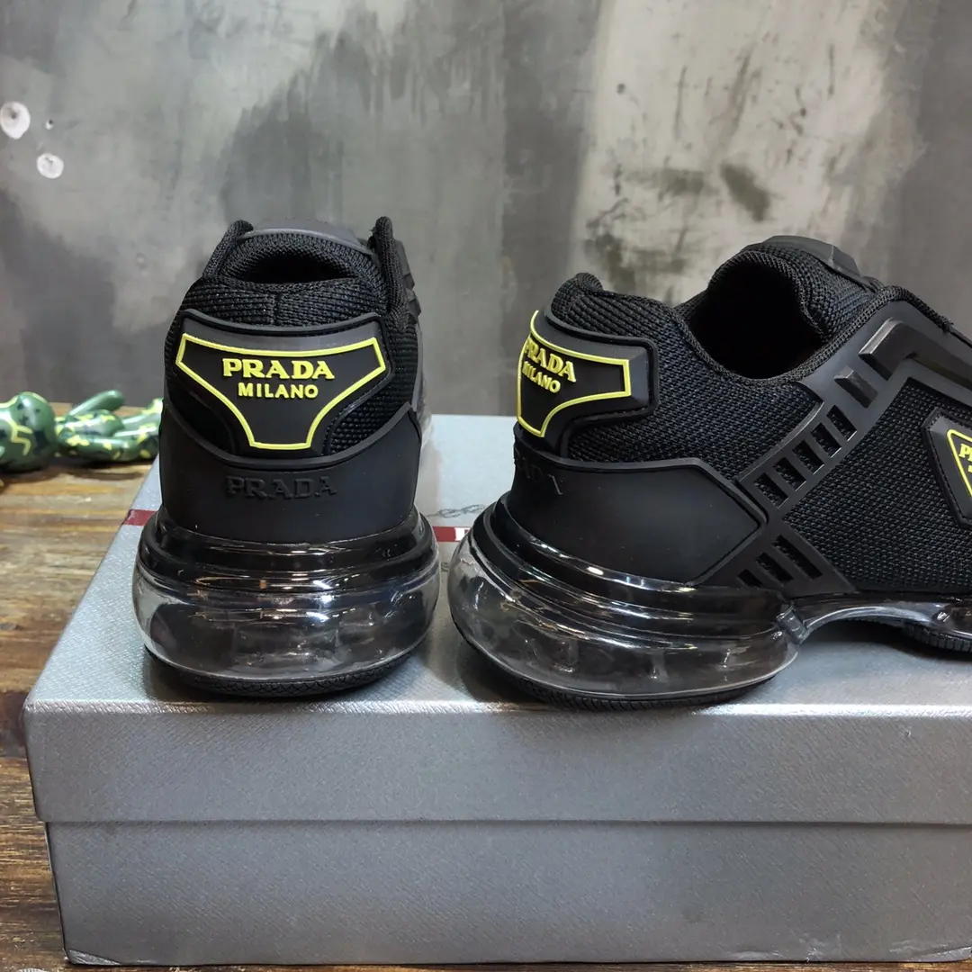 Prada Cushion Sneaker Black Yellow Logo – Replica Prada Shoes & High Quality Prada Sneakers Replica Bold 225