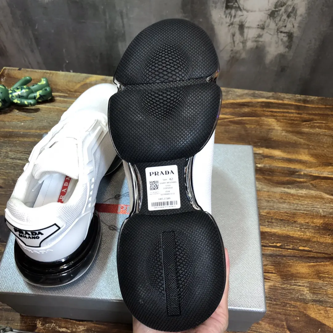 Packable Prada Cushion Sneaker White Black Low-Top – High Quality Replica Prada Shoes 1: 208