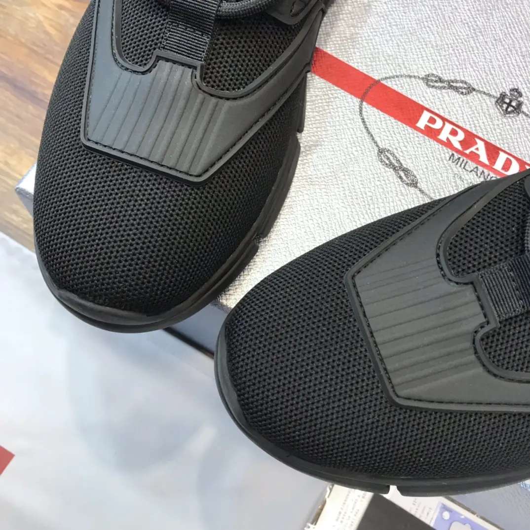 Prada Men’s 2022 Black Knit Sneakers – , Breathable Replica Prada, High-Quality Rep Shoes, Sizes 38- ZipUp 180
