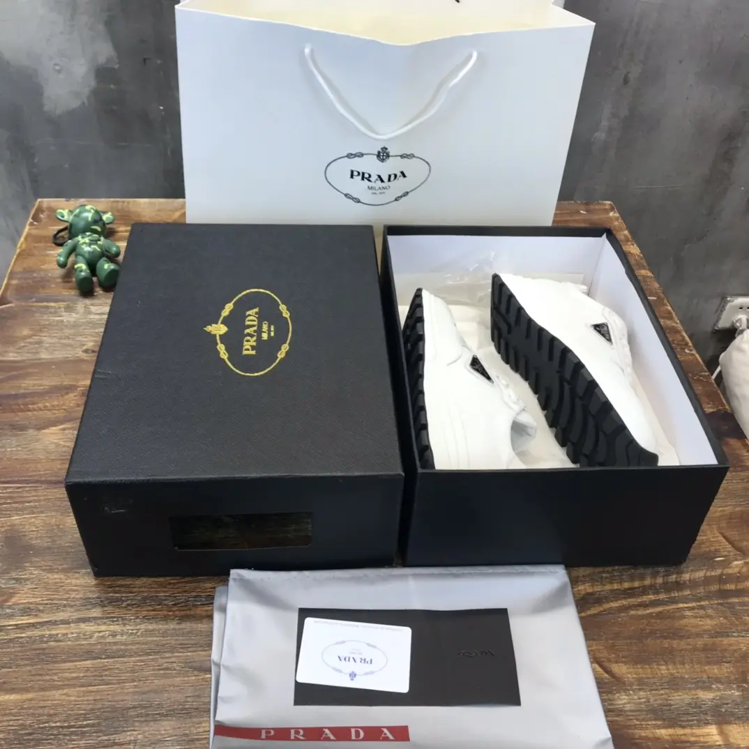 Prada Men’s  Sneakers – White, Waterproof Fabric, Leather Lining, Replica Prada Shoes, High Quality Replica, Sizes 38-44 (Custom 45 No Returns Modern 176