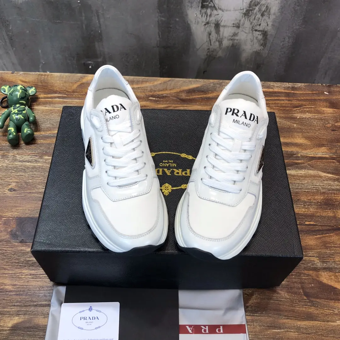 Prada Men’s  Sneakers – White, Waterproof Fabric, Leather Lining, Replica Prada Shoes, High Quality Replica, Sizes 38-44 (Custom 45 No Returns Modern 176