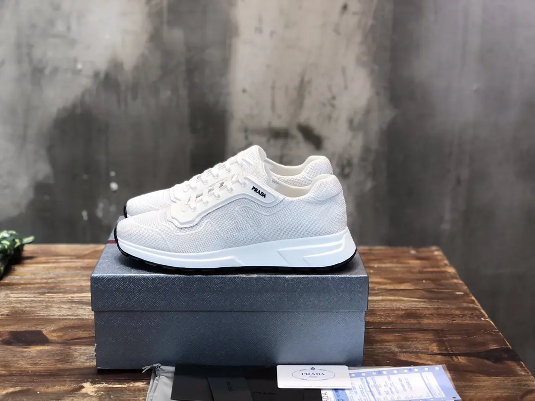 Practical Prada Men’s White Knit Sneakers 2022 – , Breathable Replica Prada Shoes, High Quality Rep Sneakers, Sizes 38- 186
