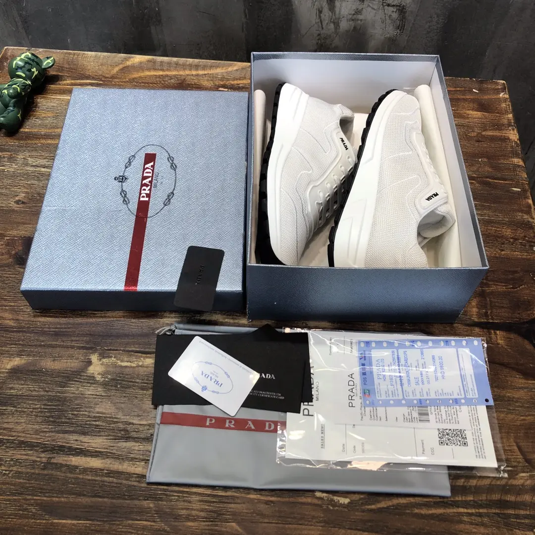 Practical Prada Men’s White Knit Sneakers 2022 – , Breathable Replica Prada Shoes, High Quality Rep Sneakers, Sizes 38- 186