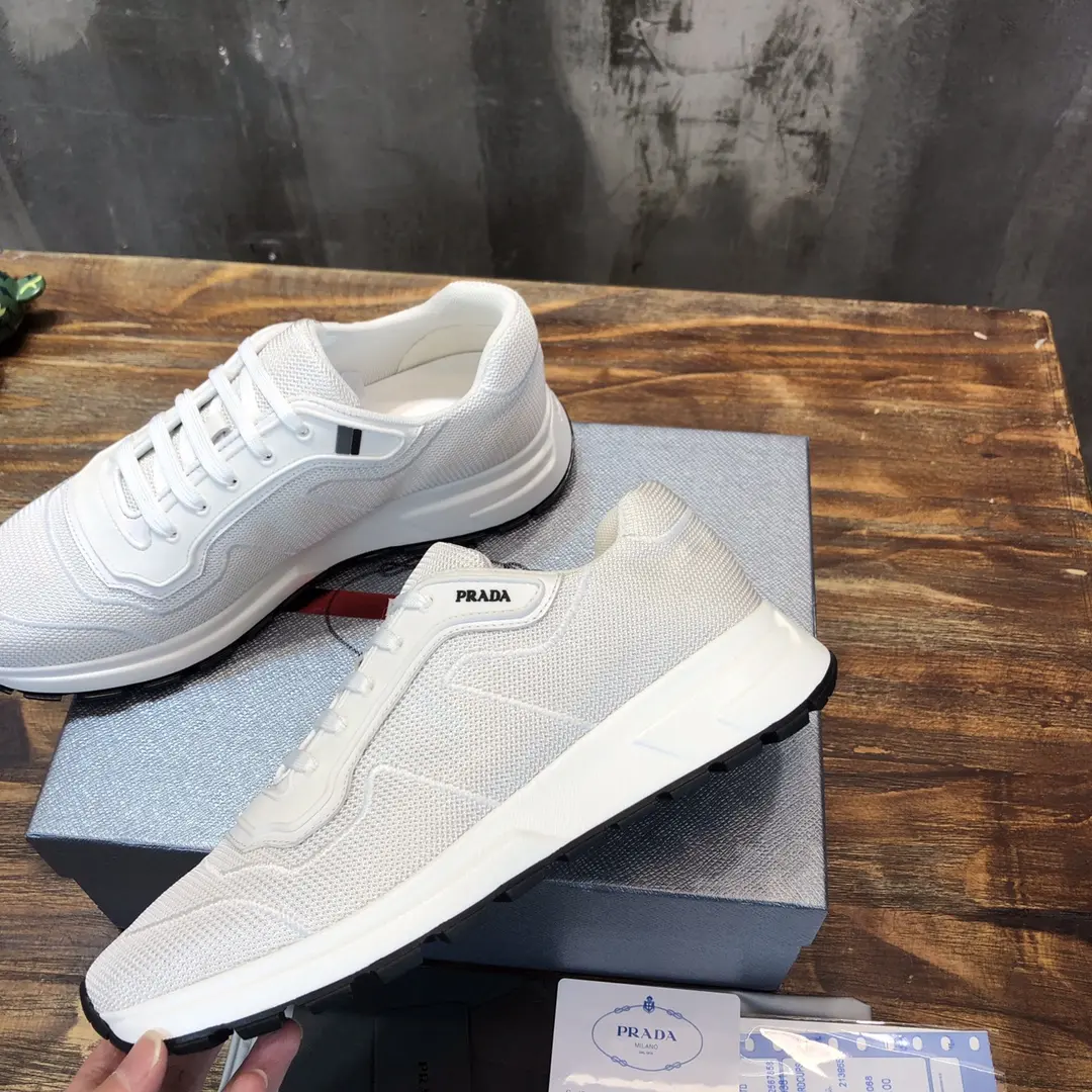 Practical Prada Men’s White Knit Sneakers 2022 – , Breathable Replica Prada Shoes, High Quality Rep Sneakers, Sizes 38- 186