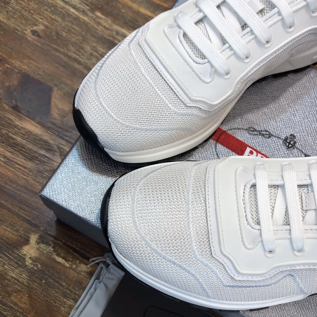 Practical Prada Men’s White Knit Sneakers 2022 – , Breathable Replica Prada Shoes, High Quality Rep Sneakers, Sizes 38- 186