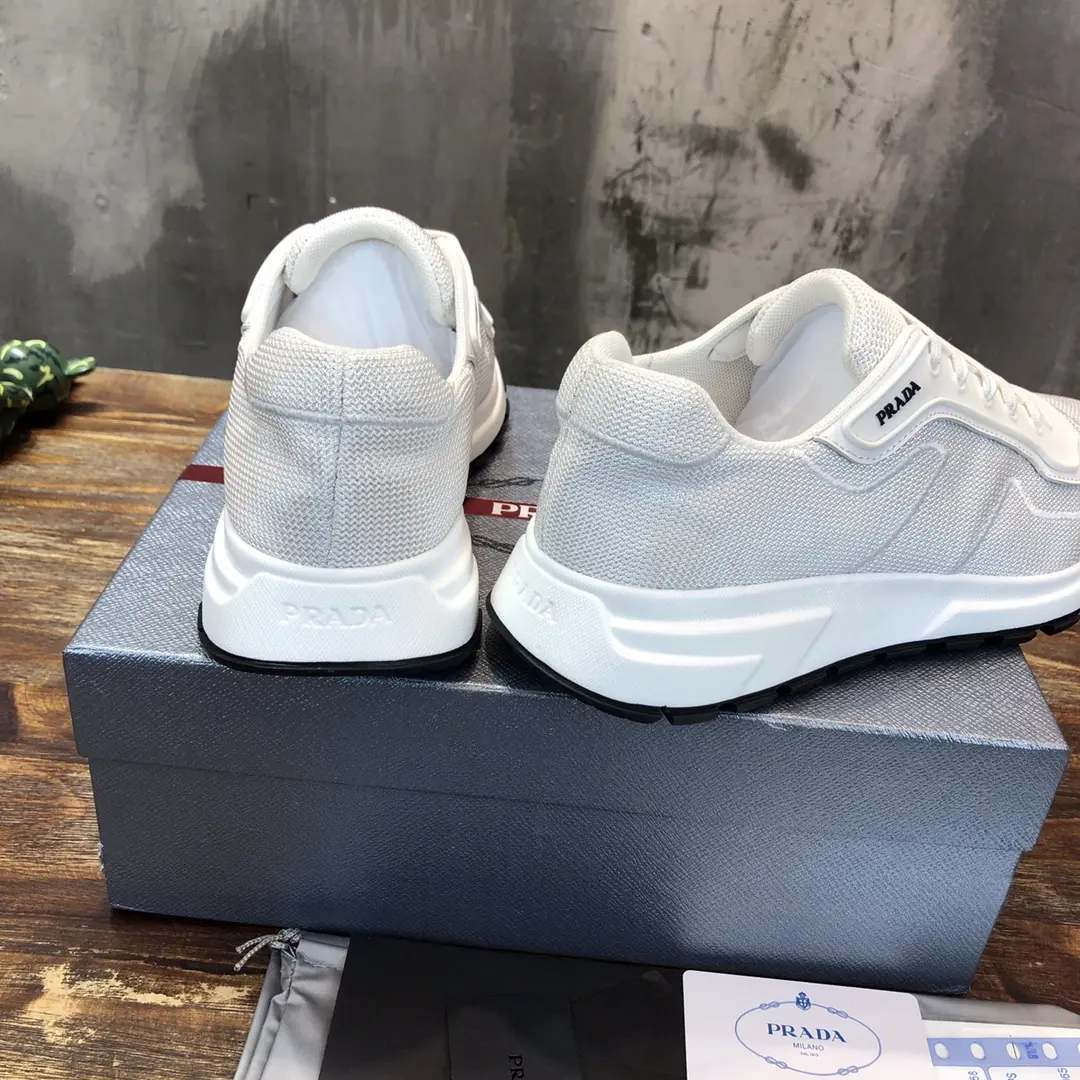 Practical Prada Men’s White Knit Sneakers 2022 – , Breathable Replica Prada Shoes, High Quality Rep Sneakers, Sizes 38- 186